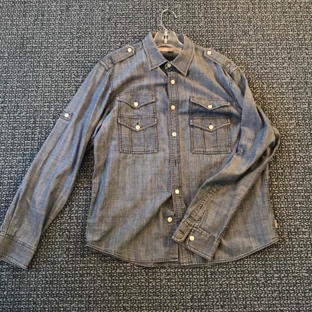 Blue denim long sleeved shirt